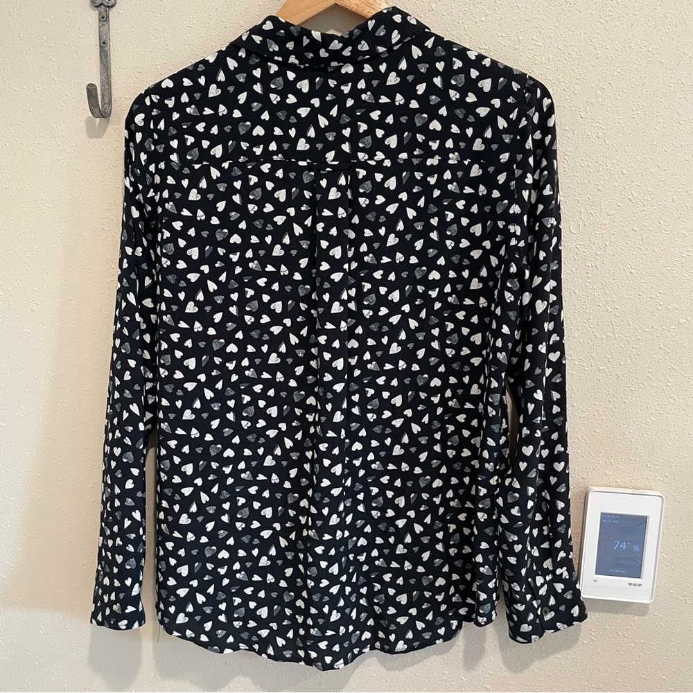 Rails Kate Black Corazon Hearts Silk Button Down … - image 4